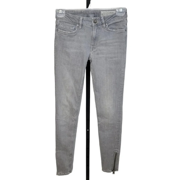 All Saints Mast Zip  Bottom Skinny Jeans Gray Wash - Picture 2 of 9